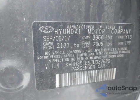 2018 Hyundai Elantra Gt z USA, uszkodzony, nr VIN KMHH35LE9JU037620